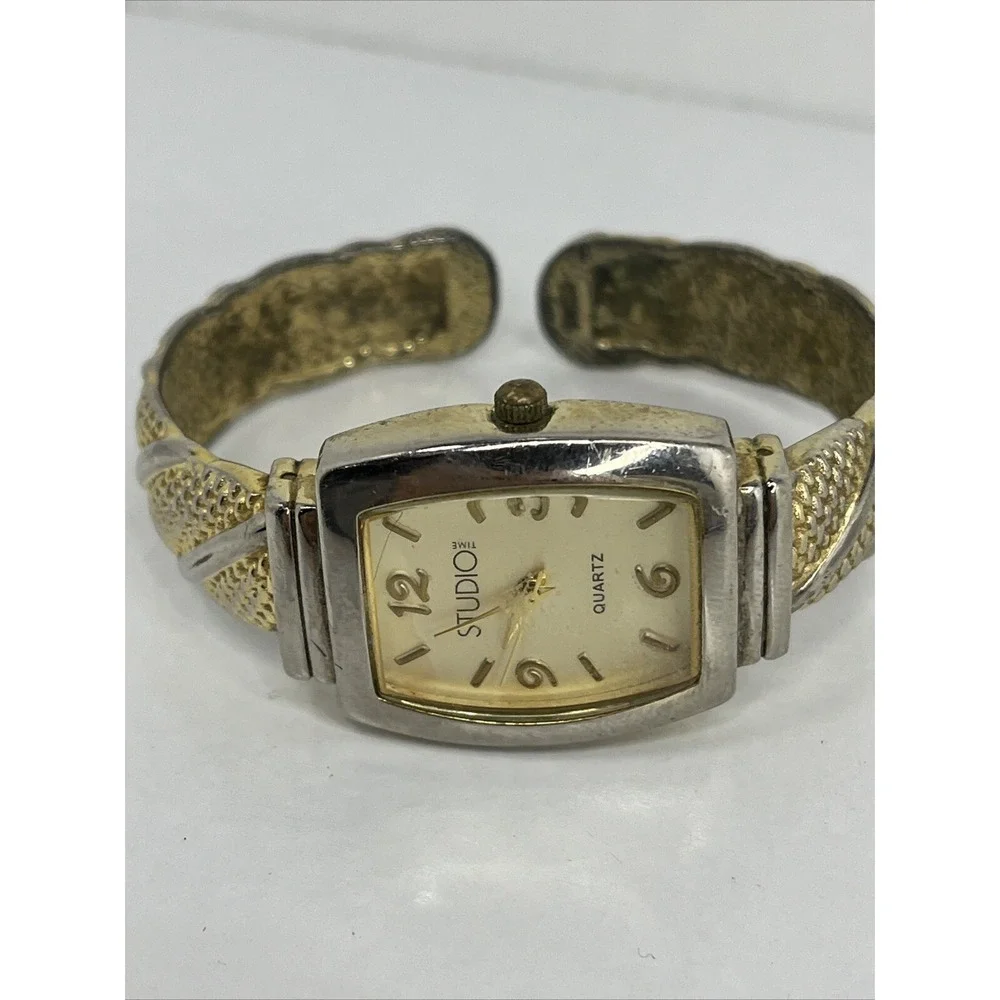 Studio Time Two Tone Women's Bangle Band Watch 20mm Case- New Battery